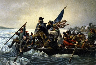 American Independence War. Washington crossing the Delaware River. December 1776