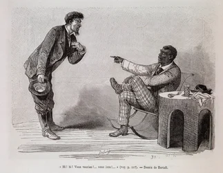 Black American mocking a drunk white person - in “Le tour du monde”, 2nd semester 1876