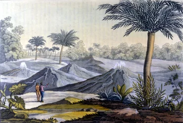 An Indigenous Man Shows Humboldt the Vulcancitos near Turbaco in Ecuador. From the Book of Alexander Von Humboldt