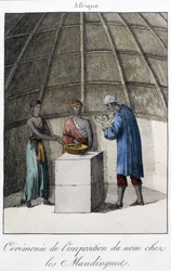 Baptism in the Mandingues (Mali?) in Africa - engraving