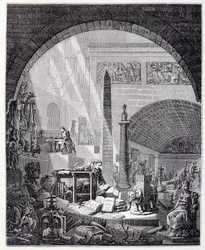 Baron Dominique Vivant-Denon at his office, surrounded by objects of art and Napoleon