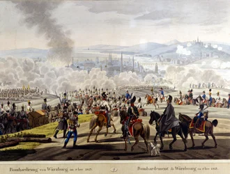 Bombardment of Würzburg in 1813 (19th century engraving)