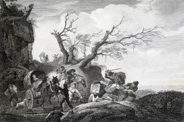 Brigands Attacking Travellers on a Country Road