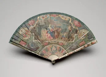 Brisé fan with a fortune teller and chinoiserie motifs, c.1700-25