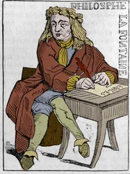 Card to play of the French Republic published in the National Convention, after the fall of the Kingdoms: the character of the philosopher under the traits of Jean de la Fontaine