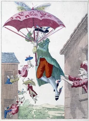 Cartoon on the idea of flying away