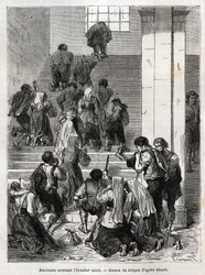 Catholic Penitents Ascending the Holy Staircase to Rome, Engraving to Illustrate the Story of Ludovic Celler