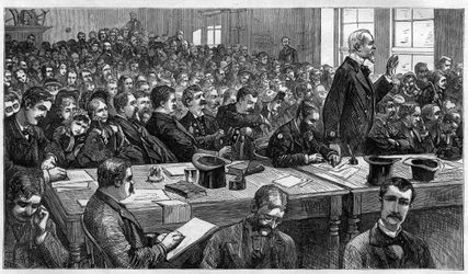 Charles Julius Guiteau (1841-1882), murderer of U.S. president James Abram Garfield (1831-1881), during trial in 1881, United States