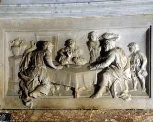 Christ and the pilgrims of Emmaus. Altarpiece of the Church of Trets