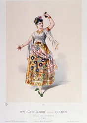 Costume of Marie Galli in Carmen, Opera by Georges Bizet