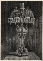 Crystal candelavre from the Baccarat factory - engraving in Les Merveilles de l