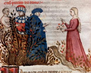 Dante meets Matelda (song 28 from Purgatory, in the Divine Comedy) - Miniature