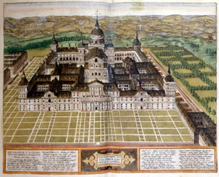Engraving Representing the Palace of the Escorial in Spain