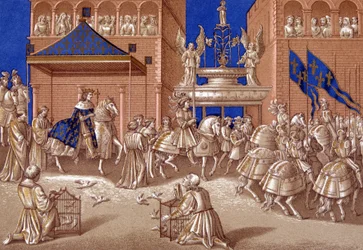 Entrance of Charles VII (1403-1461) to Paris. 19th century chromolithography