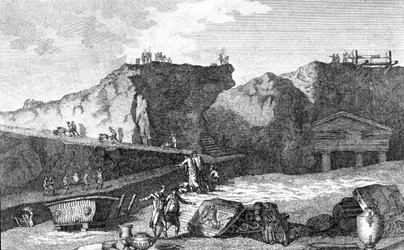 Excavations in Pompei (engraving)