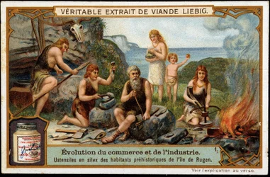 Flint utensils of the prehistoric inhabitants of Rugen Island - Liebig advertising label