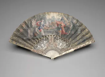 Folding fan with Jephthah meeting his daughter, c.1740s-50s