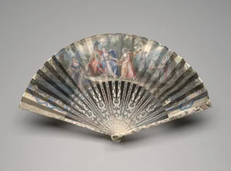 Folding fan with a classical subject, possibly an allegory of marriage, c.1750s-60s