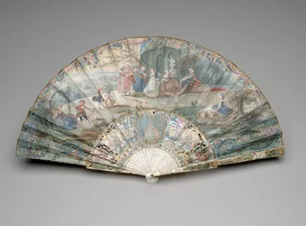 Folding fan with a pastoral scene, c.1740s-50s