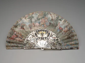 Folding fan with a pastoral scene, c.1740s-50s
