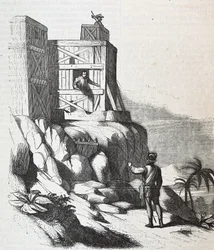 Francisco Roldan speaking with Adelantado Bartholomew Columbus on island of Hispaniola, in Fort Concepcion in 1497