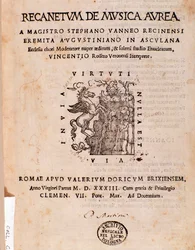 Frontispiece of Recanetum de musica aurea by Stephanus Aureus