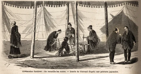Funeral ceremonies: after incineration, collection of remains