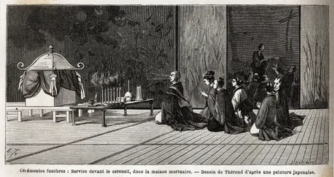 Funeral ceremonies: religious service in front of the coffin