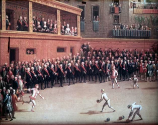 Game of the Ball to the Arm - Painting from the Beginning of the 18th Century. Anonymous. Naples, National Museum of San Martino