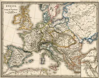 Geographic map of Europe at the time of Napoleon I. In 
