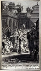 Hector Afflicted by the Pain of Andromaque and the Crying of His Son, Illustration of Book VI of the Iliad of Homer