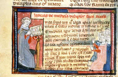 Hippocrates Giving a Race - Illuminure of the Middle Ages