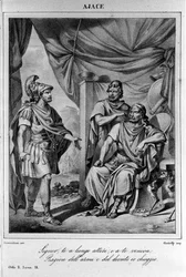 Illustration for Scene 9 of Act II of Ajax (Aiace) by Italian poet and playwright Ugo Foscolo (1778-1827) 19th century