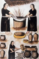Indians cooking meat, from the book "Trujillo del Peru" or "Códice Martínez Compañón", by Baltazar Martinez Compañón y Bujanda, bishop of Trujillo (1782-1785)