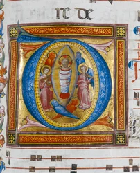 Initial letter of a page belonging to an illuminated codex