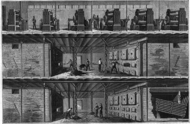 Installation of Boilers and Steam Dynamos at the Central Electric Distribution Station (Edison System) in New York in 1884