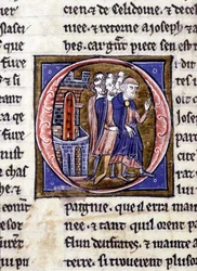 Joseph of Arimathia and his sequel. Manuscript: Conquest of the Holy Grail, written 717 years after the passion of our lord. Bibliotheque municipale de Rennes, ms. 255 (Collection of novels of the Round Table); Paris
