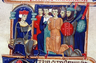 Judgment of a criminal. 14th century manuscript. Biblioteca Braidense, Milan.