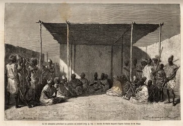 King Ahmadou presiding over a council of the Toucouleur empire in Segou Sikoro (Mali)