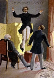 Levitation experiment. chromolithograph of the late 19th century