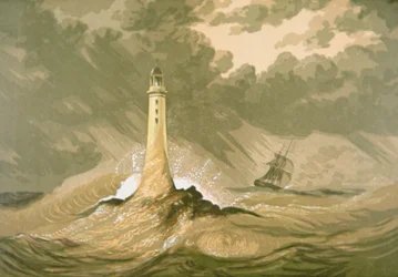 Lighthouse with Sailing Ship