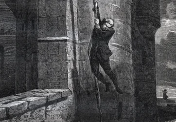 Masers De Latude escaping from the Bastille - engraving in 