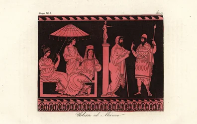 Odysseus entertained by Alcinous, ruler of the Phaiacians on the island of Scheria