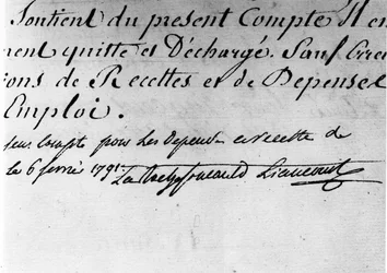 Order of the central administration of the department of Ain, signature of Duke de la Rochefoucauld Liancourt - Rochefoucauld Family Archives.