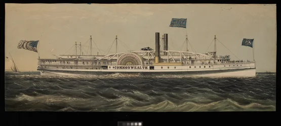 Paddle Steamer Commonwealth. Great Eastern Line to Boston via Norwich and Worcester