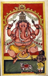 Page depicting the Hindu deity Ganesha, from the manuscript 