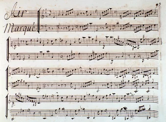 Page of musical score of Castor et Pollux, lyric tragedy by Rameau (1737)