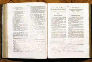 Pages of the Civil Code of Napoleon. In French and Italian