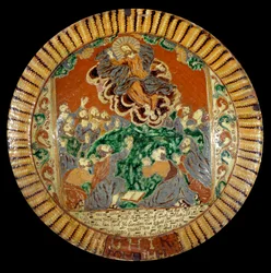 Plate in varnished earth representing the Ascension of Christ