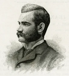 Portrait of Danenhower, second lieutenant of the La Jeannette crew, for the mission north. Engraving to illustrate 